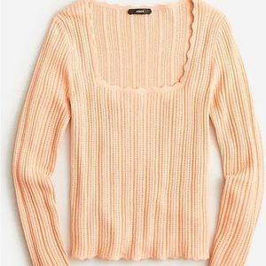 Scalloped squareneck pointelle sweater